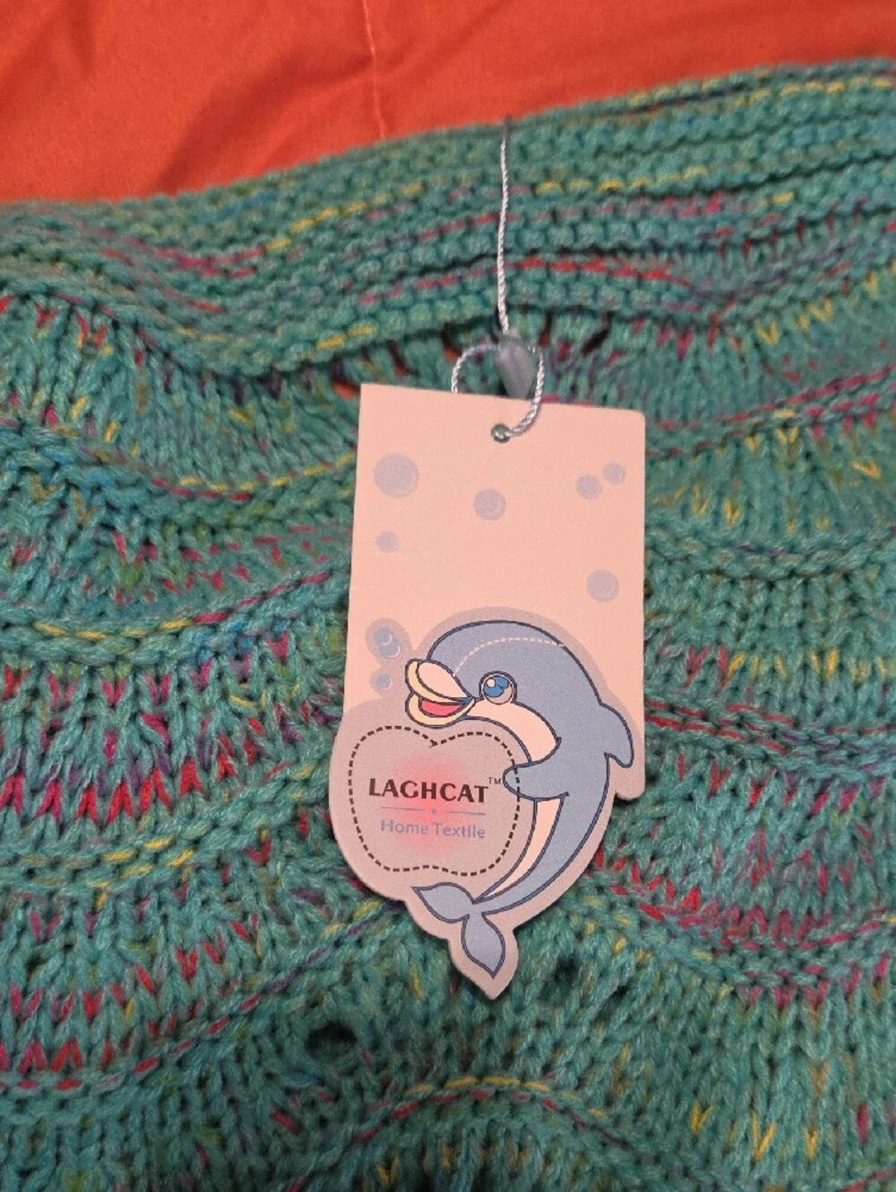Crocheted Mermaid Tail Blanket - Teal with Multicolor Flecks